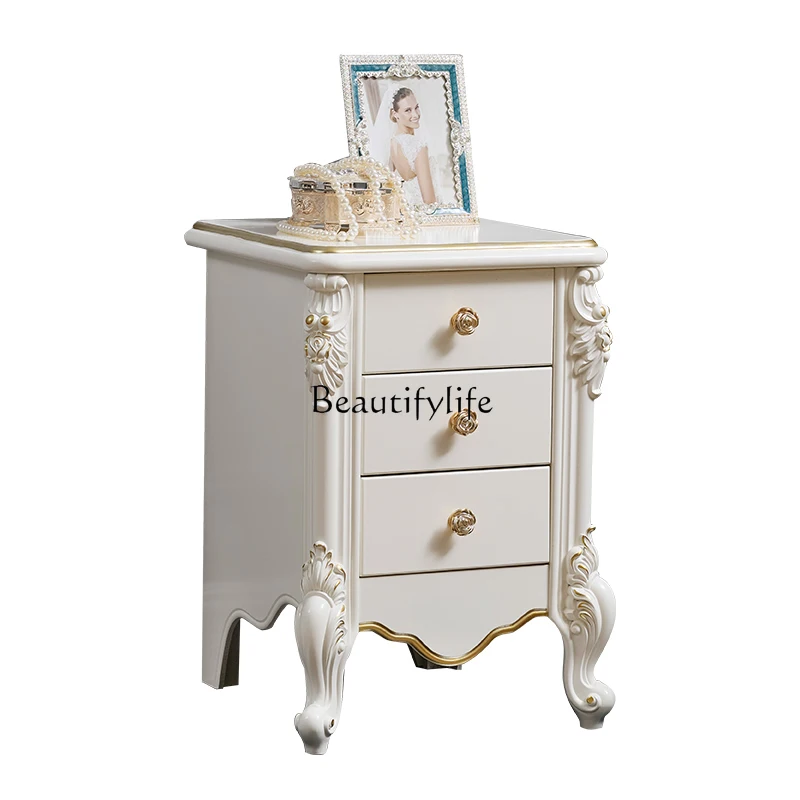 European bedside table bedroom simple modern solid wood carving French romantic storage cabinet
European bedside table bedroom simple modern solid wood carving French romantic storage cabinet