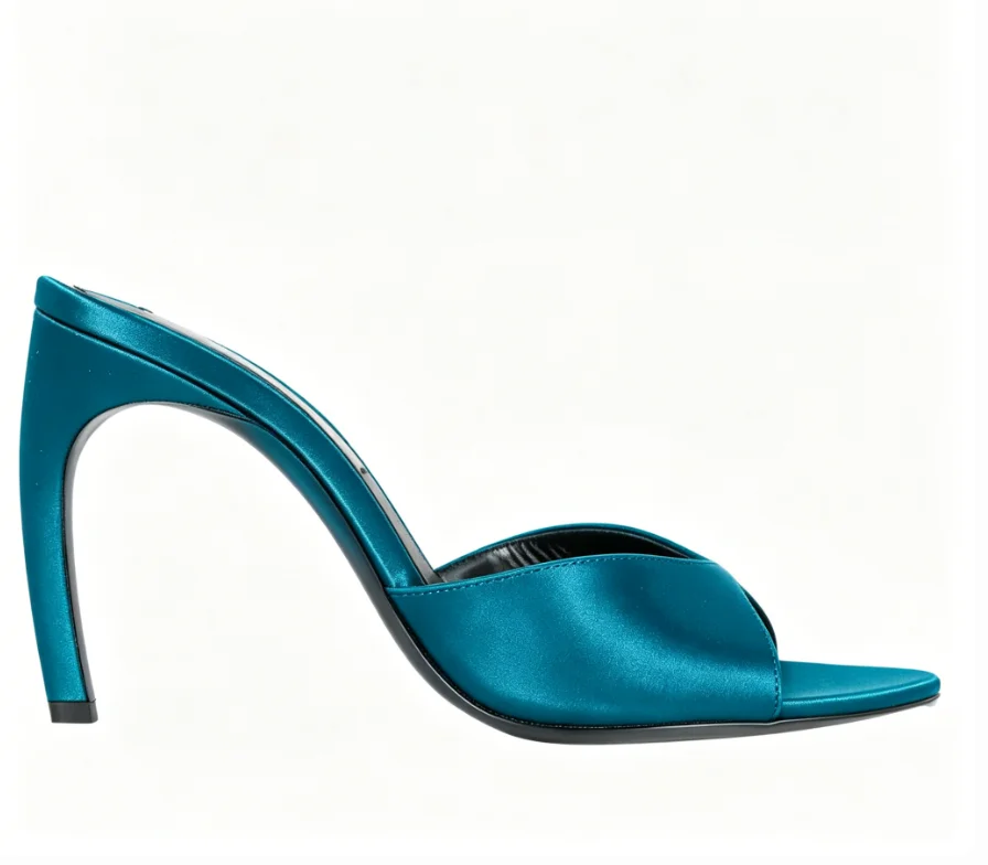 Women's Teal Satin Open Toe Fashion Slipper Slip-On Curved Stiletto Heels Mules Sandals 2026 Summer New Casual High Heel Slides
Women's Teal Satin Open Toe Fashion Slipper Slip-On Curved Stiletto Heels Mules Sandals 2026 Summer New Casual High Heel Slides