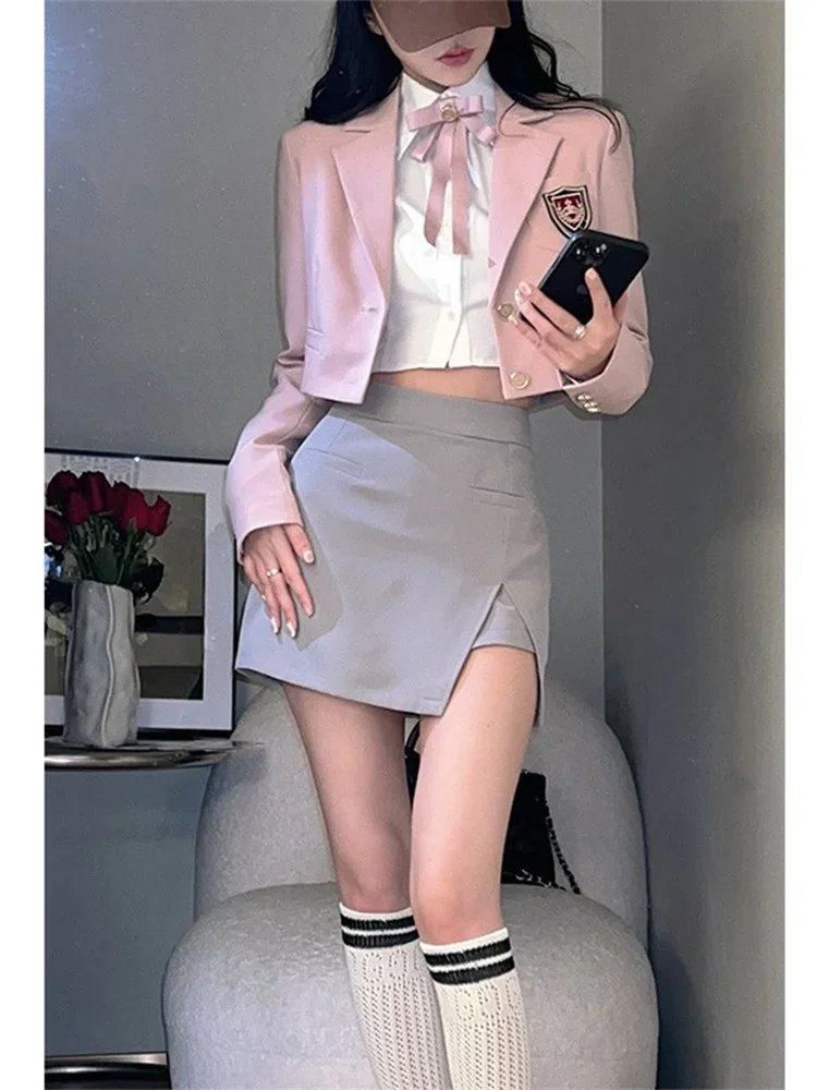 Sweet Girls Sexy Skirt Sets 2024 Fall Summer New Pink Jacket+Shirt+mini Skirt 3 Pieces Sets Preppy Style Women 2 Piece Outfits
Sweet Girls Sexy Skirt Sets 2024 Fall Summer New Pink Jacket+Shirt+mini Skirt 3 Pieces Sets Preppy Style Women 2 Piece Outfits