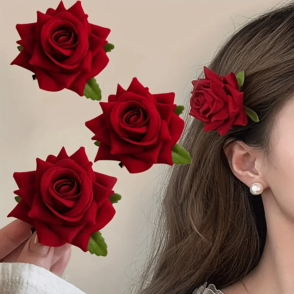 3pcs Atmospheric Red Flower Hair Accessories: Rose Hair Clips, Side Clips, and Side Hairpins
3pcs Atmospheric Red Flower Hair Accessories: Rose Hair Clips, Side Clips, and Side Hairpins