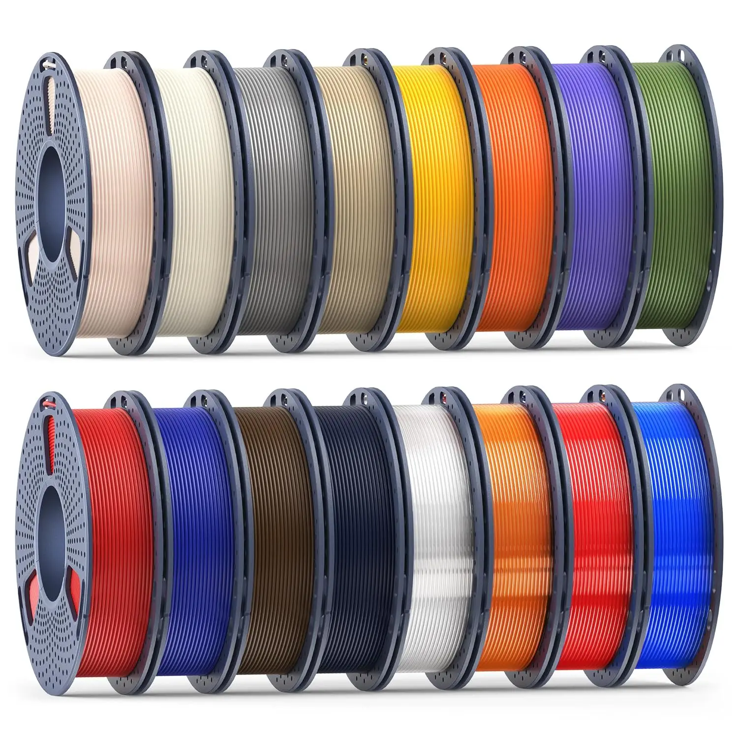 PETG Filament 1.75mm 16-Color Bundle 250g Spools White Grey Red Blue Yellow Orange Purple Green Brown Black Clear
PETG Filament 1.75mm 16-Color Bundle 250g Spools White Grey Red Blue Yellow Orange Purple Green Brown Black Clear