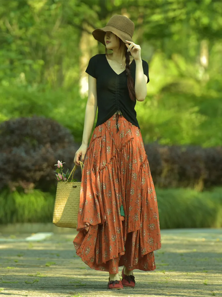 Free Shipping 2022 New Fashion Long Maxi A-line Elastic Waist Women Summer Spring S-2XL Cotton Print Big Hem Skirts Orange
Free Shipping 2022 New Fashion Long Maxi A-line Elastic Waist Women Summer Spring S-2XL Cotton Print Big Hem Skirts Orange