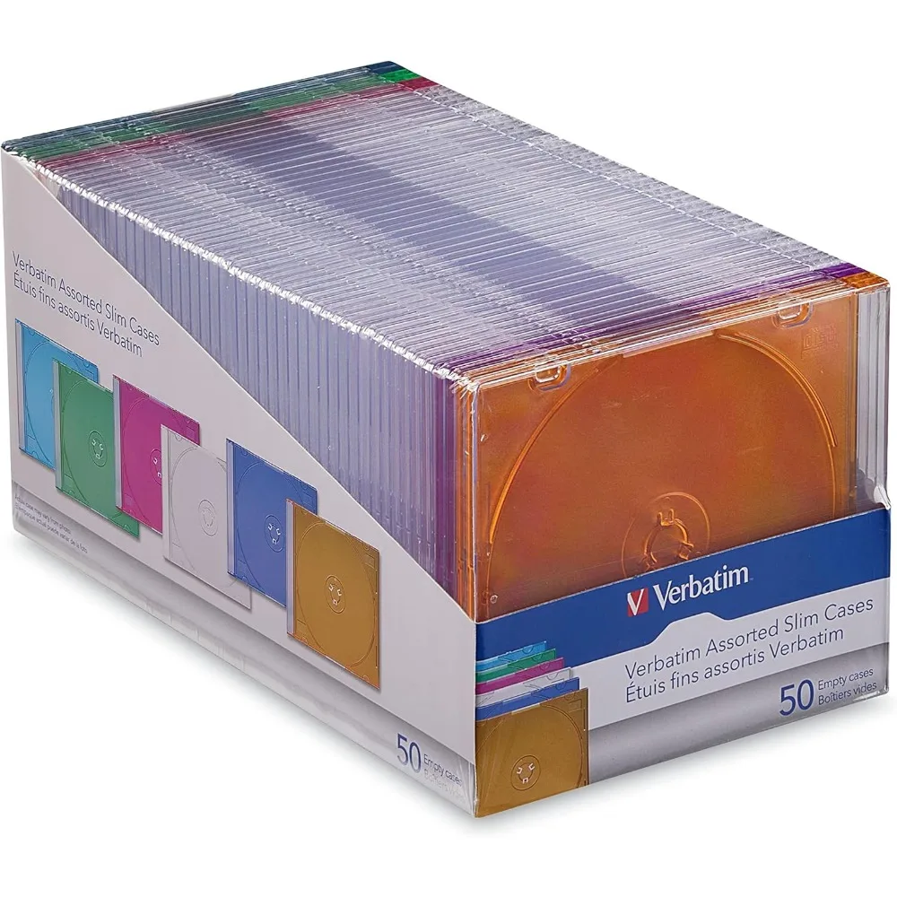 Slim CD DVD Blu-Ray Disc Storage Cases 0.2 Inches Assorted Colors 50 Pack (40 Clear - 10 Colors)
Slim CD DVD Blu-Ray Disc Storage Cases 0.2 Inches Assorted Colors 50 Pack (40 Clear - 10 Colors)
