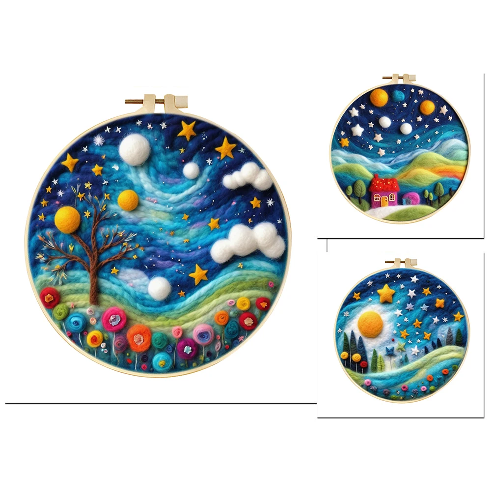 GATYZTORY Starry Sky Pattern Needle Felt Starter Set Wool Felting Painting For Adults Beginners Kits Wool Needle Felt Set
GATYZTORY Starry Sky Pattern Needle Felt Starter Set Wool Felting Painting For Adults Beginners Kits Wool Needle Felt Set