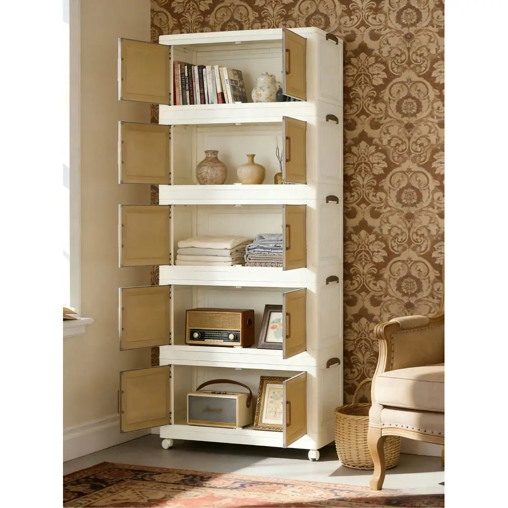 Transparent Door Display Storage Cabinet, Beige Stackable MultiLayer Storage Cabinet With Lockable Wheels, DustProof Large Capa
Transparent Door Display Storage Cabinet, Beige Stackable MultiLayer Storage Cabinet With Lockable Wheels, DustProof Large Capa