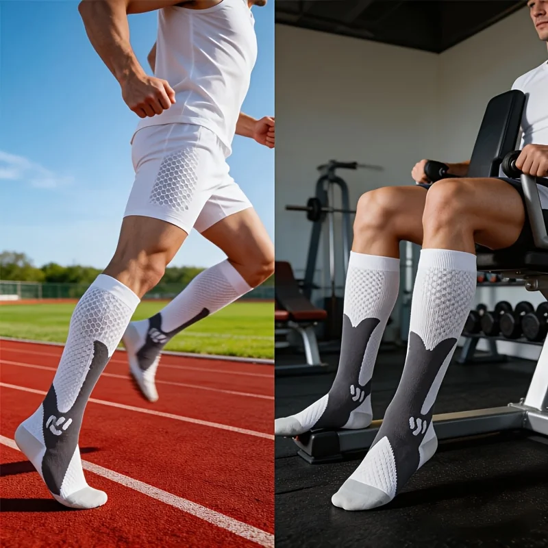 Single Pair Pure White Mid-Calf Sports Socks, Classic Basic Style, High-Elastic Cuff Non-Slip Design, Breathable Mesh for Moistu
Single Pair Pure White Mid-Calf Sports Socks, Classic Basic Style, High-Elastic Cuff Non-Slip Design, Breathable Mesh for Moistu