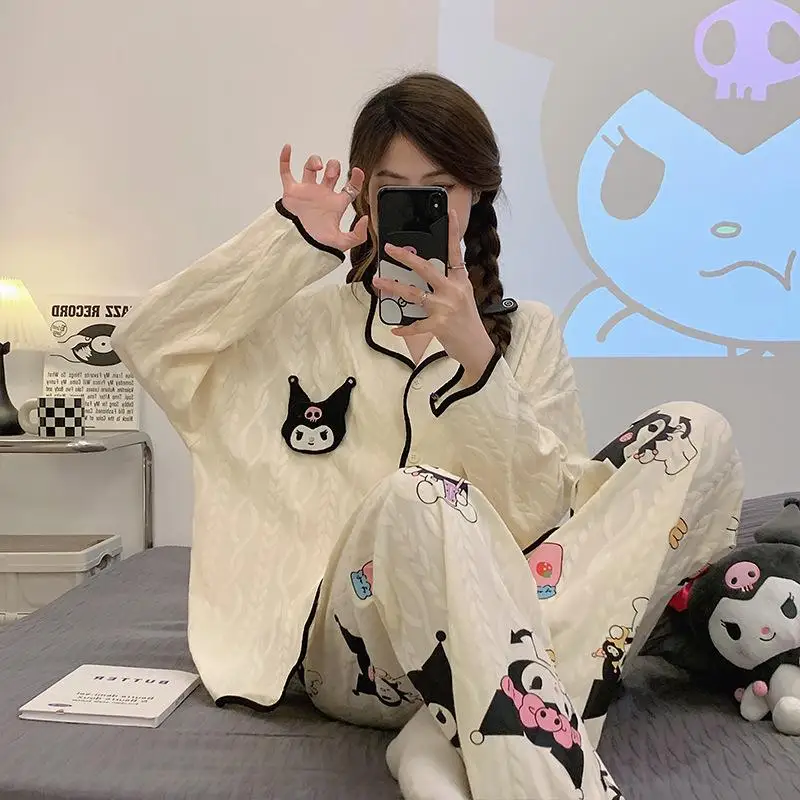 Doll Ladies Pajamas Kuromi Melody Kuromi Sanrio Spring and Autumn Long Sleeve Loose Cute Home Clothes Simple Casual Two-piece Se
Doll Ladies Pajamas Kuromi Melody Kuromi Sanrio Spring and Autumn Long Sleeve Loose Cute Home Clothes Simple Casual Two-piece Se