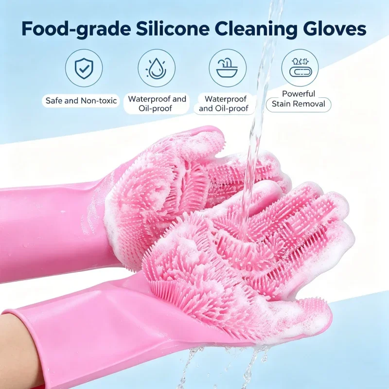 Reusable Food Grade Silicone Cleaning Gloves for Kitchen Dishwashing Waterproof Heat Resistant Multi-Purpose Household Gloves
Reusable Food Grade Silicone Cleaning Gloves for Kitchen Dishwashing Waterproof Heat Resistant Multi-Purpose Household Gloves