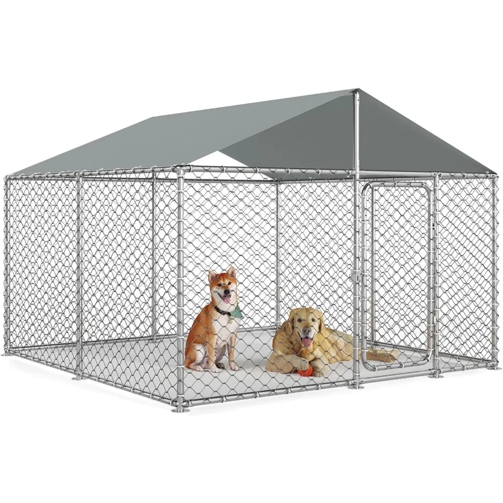 7.8x7.8 FT Heavy Duty Outdoor Dog Kennel Outside with Waterproof UV-Resistant Cover, Security Lock, Steel Fence 
7.8x7.8 FT Heavy Duty Outdoor Dog Kennel Outside with Waterproof UV-Resistant Cover, Security Lock, Steel Fence