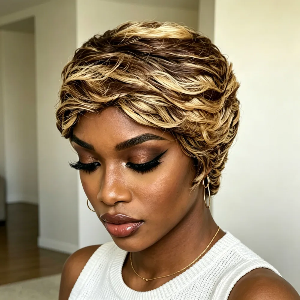 pixie cut 427 layered 4inch Pixie Short Cut Human hair Wigs blonde Color Wigs For Women Machine Made Wigs
pixie cut 427 layered 4inch Pixie Short Cut Human hair Wigs blonde Color Wigs For Women Machine Made Wigs