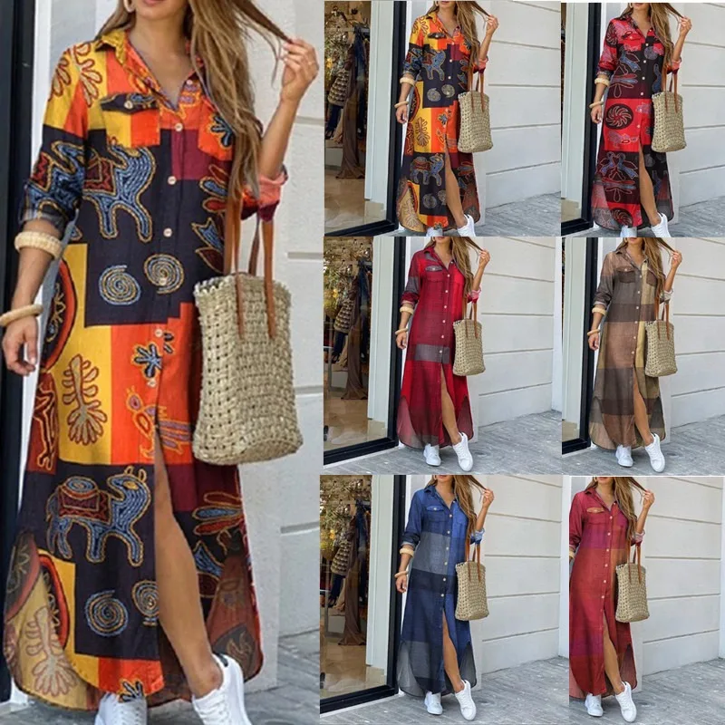 New Autumn Long Dress Long Sleeve Shirt Dress Women Denim Long Dresses Pocket Button Shirt Print Dress Casual Loose Dresses 2025
New Autumn Long Dress Long Sleeve Shirt Dress Women Denim Long Dresses Pocket Button Shirt Print Dress Casual Loose Dresses 2025
