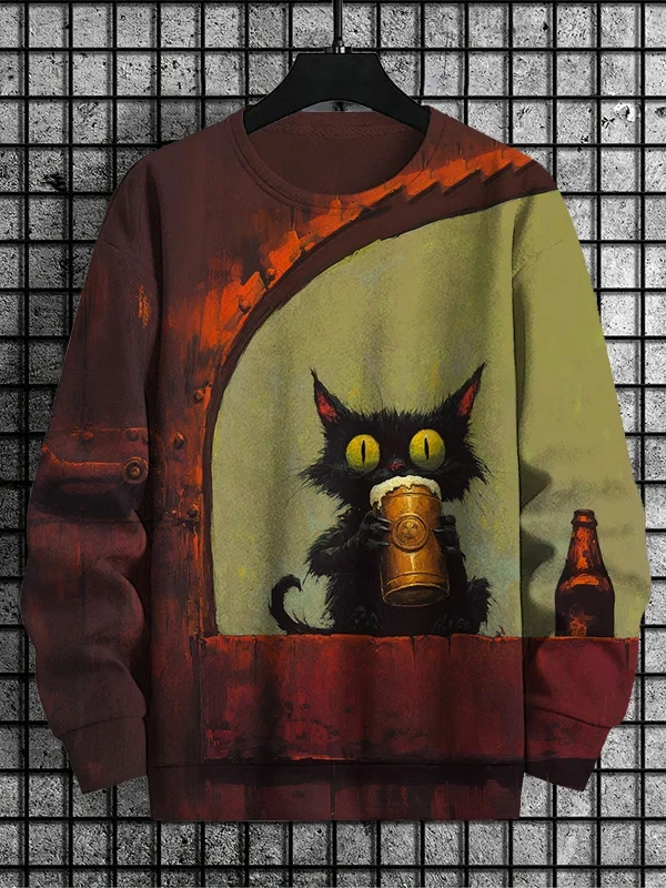 Men's Retro Animal Kitten Printed Casual Sweatshirt Fashion Round Neck Pullover Sweatshirt Polyester Fabric 2025 New
Men's Retro Animal Kitten Printed Casual Sweatshirt Fashion Round Neck Pullover Sweatshirt Polyester Fabric 2025 New