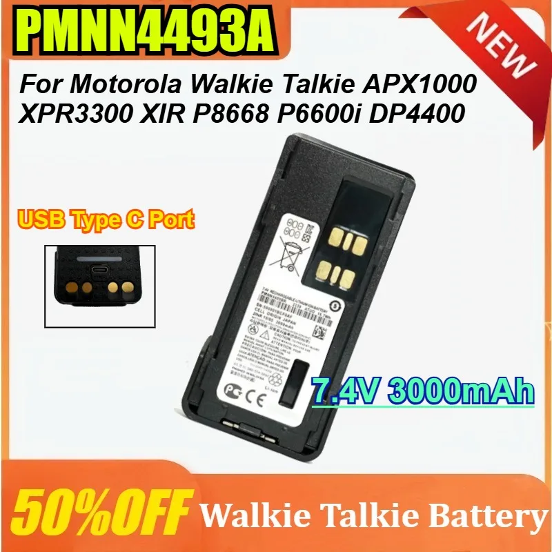 3000mAh for Motorola PMNN4409 Battery Pack USB Type C Port for Walkie Talkie APX1000 XPR3300 XIR P8668 P6600i DP4400 HAM Radio
3000mAh for Motorola PMNN4409 Battery Pack USB Type C Port for Walkie Talkie APX1000 XPR3300 XIR P8668 P6600i DP4400 HAM Radio
