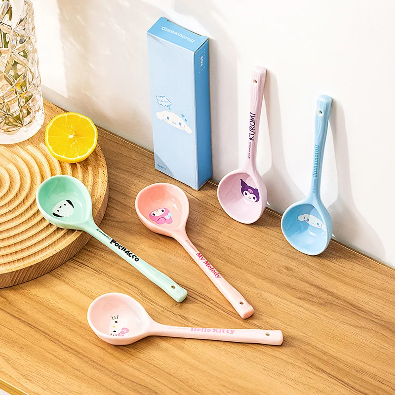 New Hello Kitty Kawaii Sanrio Cartoon Ceramic Spoon Household soup spoon with long handle Kulomi Cute appearance Toys for Gifts
New Hello Kitty Kawaii Sanrio Cartoon Ceramic Spoon Household soup spoon with long handle Kulomi Cute appearance Toys for Gifts