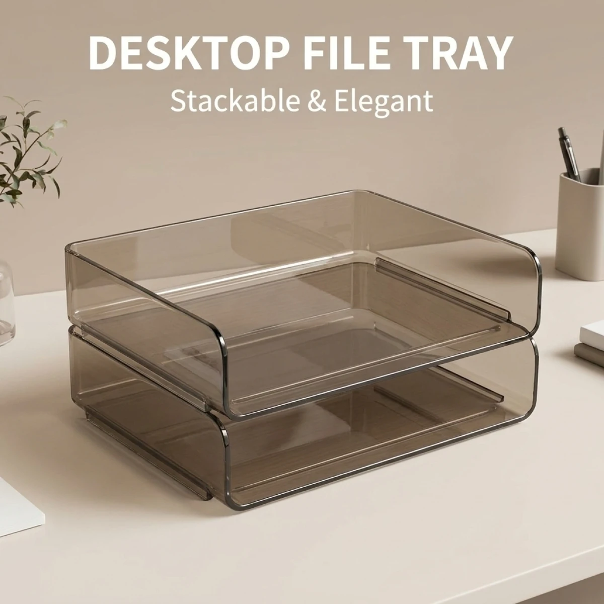 Brown Stackable Acrylic Desk Organizer, Large Capacity File Tray for A4 Documents, Secure Groove Design, Smooth Rounded Corners
Brown Stackable Acrylic Desk Organizer, Large Capacity File Tray for A4 Documents, Secure Groove Design, Smooth Rounded Corners