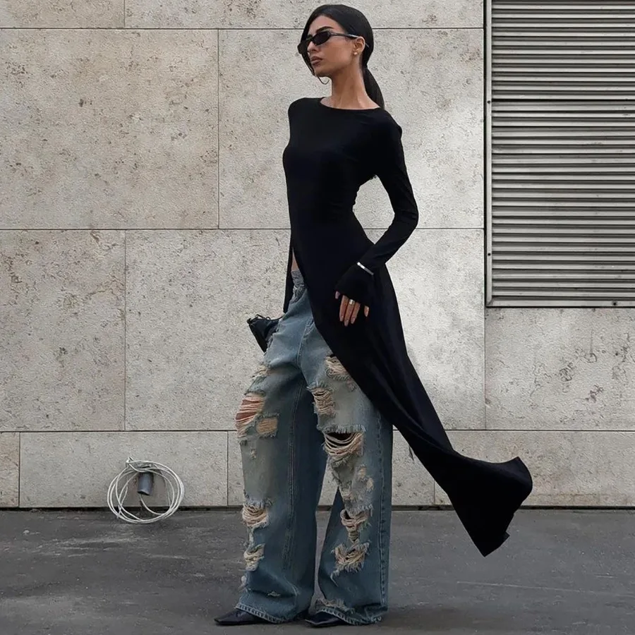 【New style】Women's clothing autumn and winter new fashion street round collar long sleeve personality irregular dress
【New style】Women's clothing autumn and winter new fashion street round collar long sleeve personality irregular dress