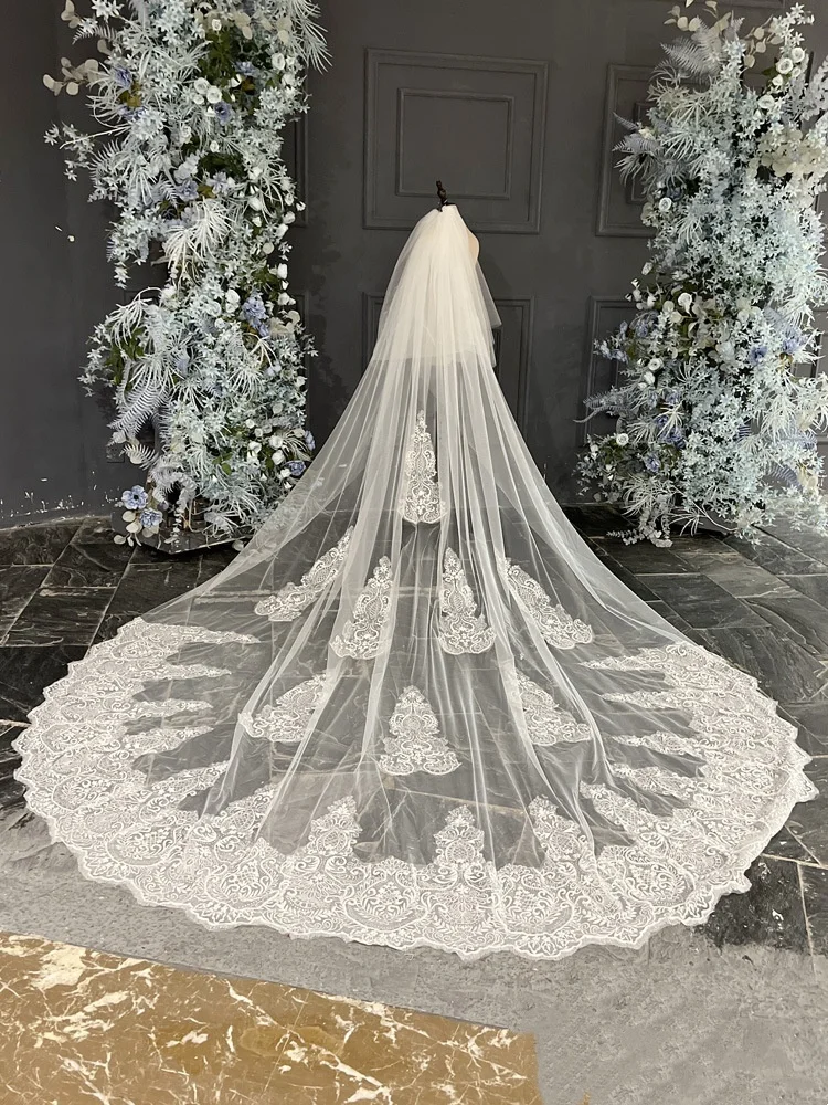 Великолепная свадебная фата с аппликацией, кружевная двухслойная фата для невесты длиной до собора с расческой, высокое качество по индивидуальному заказу velo de novia
Великолепная свадебная фата с аппликацией, кружевная двухслойная фата для невесты длиной до собора с расческой, высокое качество по индивидуальному заказу velo de novia
