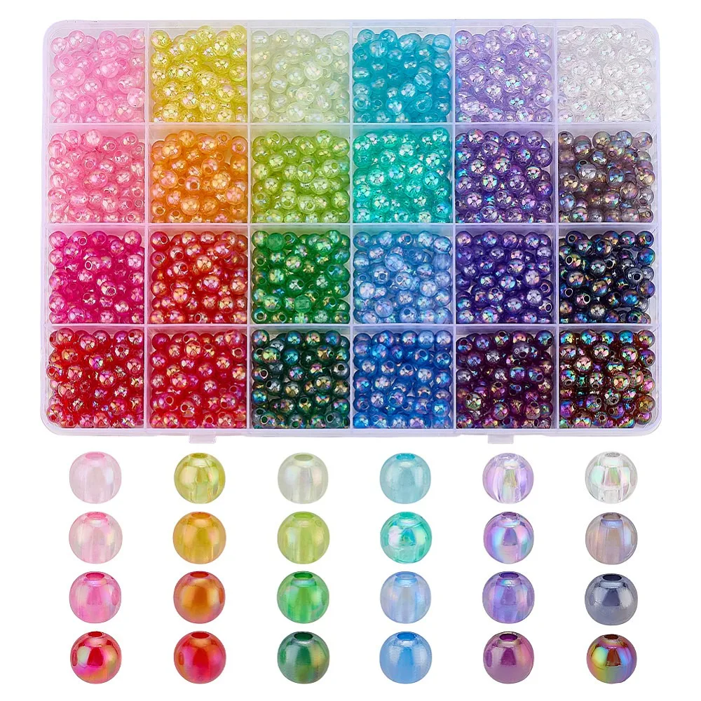 1440Pcs 24 Colors Transparent Acrylic Beads Round Mixed Color 6x5mm Hole: 1.5~1.8mm 60pcs/color
1440Pcs 24 Colors Transparent Acrylic Beads Round Mixed Color 6x5mm Hole: 1.5~1.8mm 60pcs/color