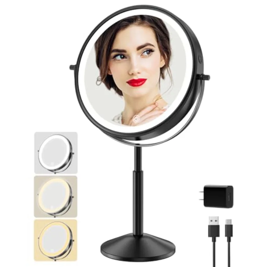 Professional 9-Inch Lighted Makeup Mirror with 1X/10X HD Magnification, Rechargeable Double Sided Vanity Mirror, CRI-97 Natural
Professional 9-Inch Lighted Makeup Mirror with 1X/10X HD Magnification, Rechargeable Double Sided Vanity Mirror, CRI-97 Natural