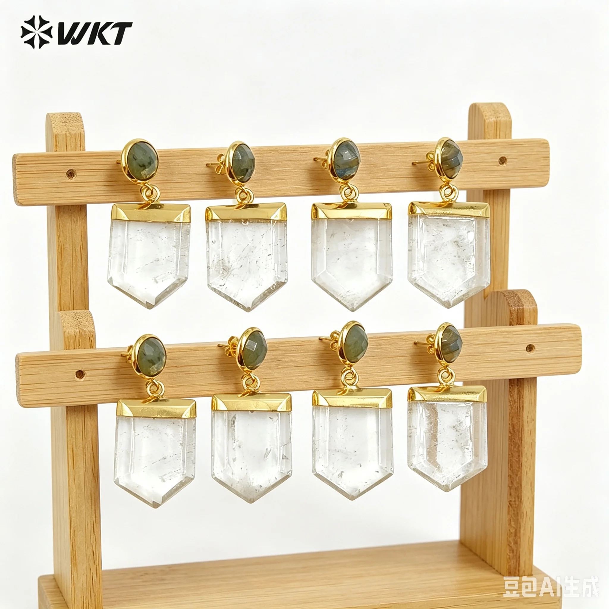 WT-E267 Retro Natural Transparent Stone Quartz With Small Round Labradorite 18K Gold Plated Earring Classic Accessory
WT-E267 Retro Natural Transparent Stone Quartz With Small Round Labradorite 18K Gold Plated Earring Classic Accessory