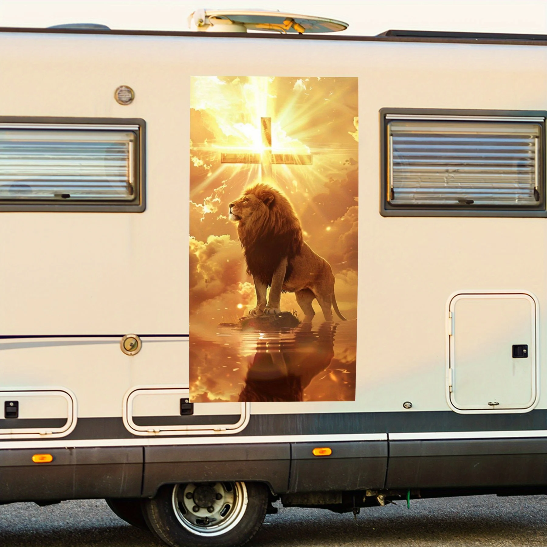 Lion and cross decal-roar with faith-inspired style.Vinyl Decal for motorhome car door, Waterproof Self-Adhesive Vinyl Stickers
Lion and cross decal-roar with faith-inspired style.Vinyl Decal for motorhome car door, Waterproof Self-Adhesive Vinyl Stickers