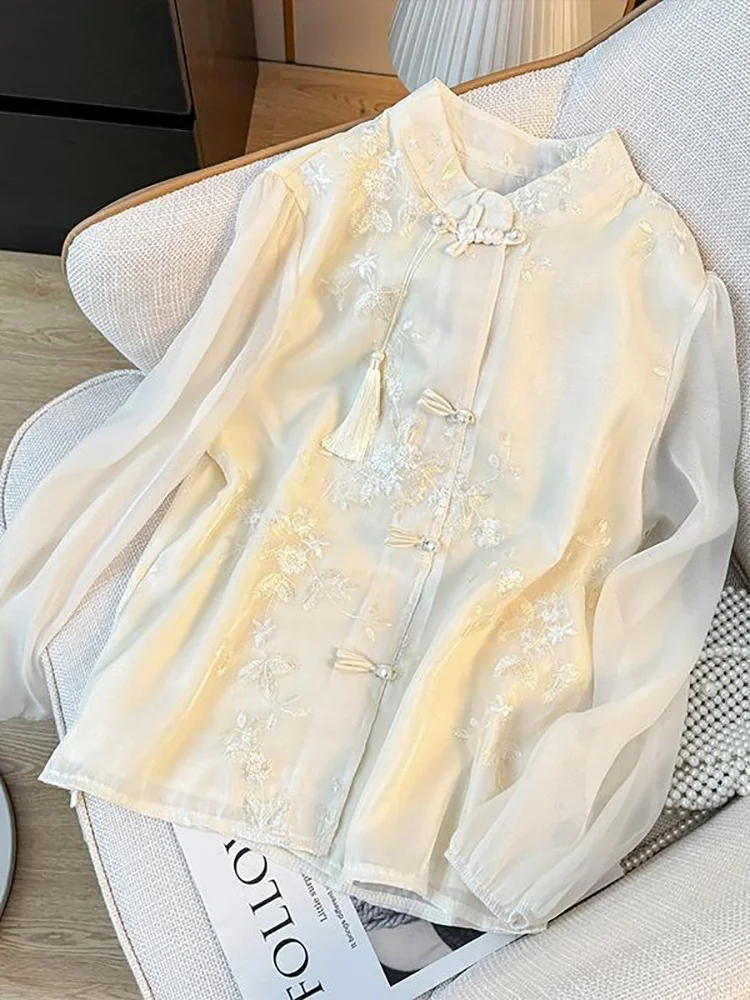 plus Size Women's Shirt Embroidered Button up Spring Summer Polyester Fiber Long Sleeve Stand Collar
plus Size Women's Shirt Embroidered Button up Spring Summer Polyester Fiber Long Sleeve Stand Collar