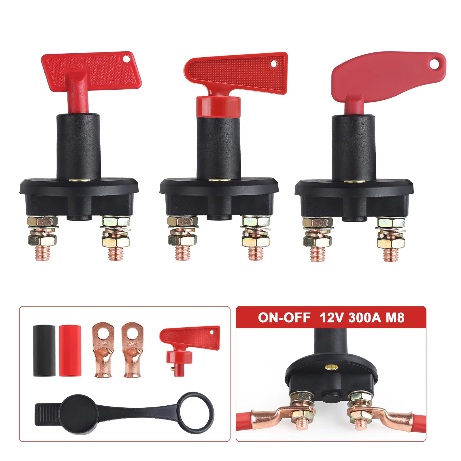 12-24V Battery Master Isolator Cut Off Power Kill Switch 300A Battery Disconnect Switch with 2 Keys For Truck Boat RV ATV Auto
12-24V Battery Master Isolator Cut Off Power Kill Switch 300A Battery Disconnect Switch with 2 Keys For Truck Boat RV ATV Auto