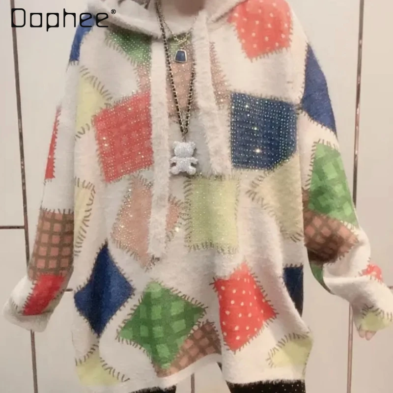 Printed Rhinestones Hooded Long-Sleeved Sweater for Women 2023 Autumn and Winter New Loose Leisure Pullover Sweater Top Female
Printed Rhinestones Hooded Long-Sleeved Sweater for Women 2023 Autumn and Winter New Loose Leisure Pullover Sweater Top Female