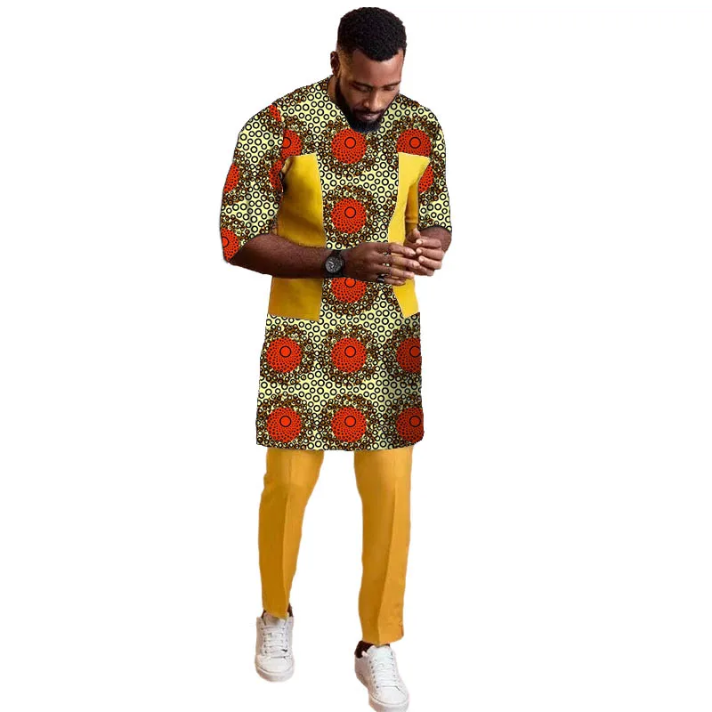 Half Sleeves Set Men Patchwork Shirt With Yellow Pant Sets Nigerian Style Classical African Print Groom Suit
Half Sleeves Set Men Patchwork Shirt With Yellow Pant Sets Nigerian Style Classical African Print Groom Suit