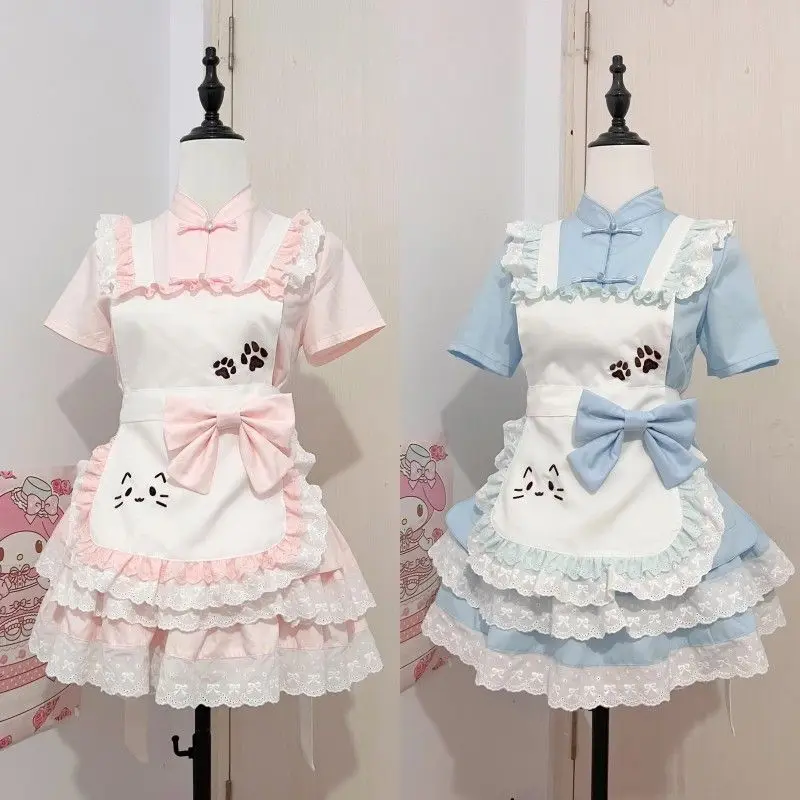 Lolita Cute Girl Sweet Age Reduction Short Sleeved Shirt + Lace Patchwork Skirt + Bow Strap Apron 3 Piece Sets Women Y2k Suits
Lolita Cute Girl Sweet Age Reduction Short Sleeved Shirt + Lace Patchwork Skirt + Bow Strap Apron 3 Piece Sets Women Y2k Suits