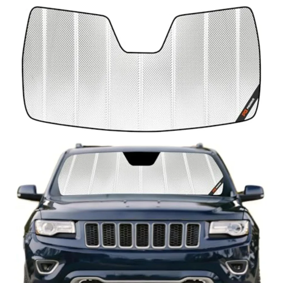 Front windshield sunshade for Jeep Grand Cherokee 2014-2021 and WK 2022, custom-fit, reflective silver polyester, UV-blocking,
Front windshield sunshade for Jeep Grand Cherokee 2014-2021 and WK 2022, custom-fit, reflective silver polyester, UV-blocking,