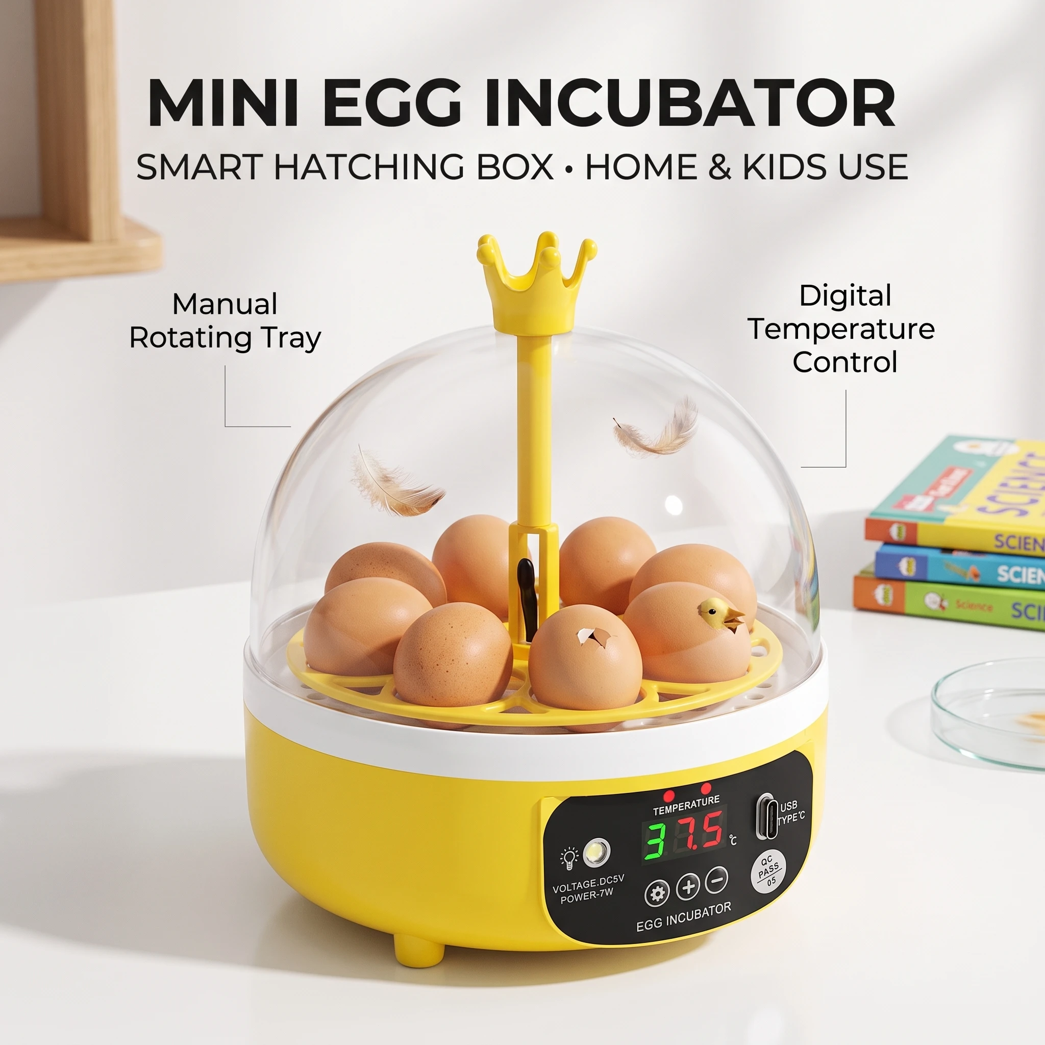 Egg Incubator Transparent Lid Automatic Temperature Humidity Control Compact Poultry Hatching Machine for Home
Egg Incubator Transparent Lid Automatic Temperature Humidity Control Compact Poultry Hatching Machine for Home