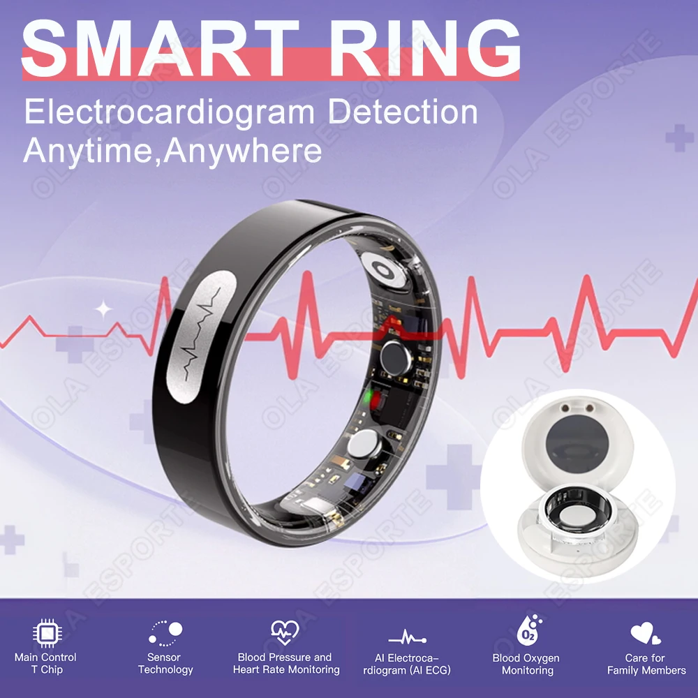 New ECG Monitor Smart Ring 2026 Heart Rate Blood Oxygen Health Monitoring Multi-sport Mode Temperature 3ATM Waterproof Smartring
New ECG Monitor Smart Ring 2026 Heart Rate Blood Oxygen Health Monitoring Multi-sport Mode Temperature 3ATM Waterproof Smartring