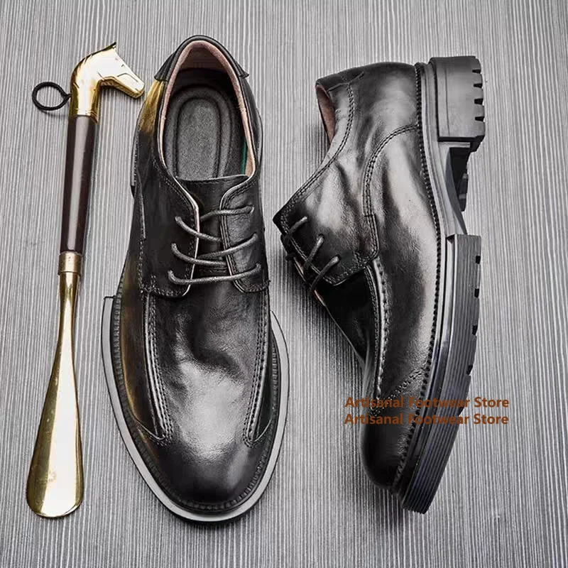 Thick-Soled Men's Shoes British Style Round Toe Black Leather Shoes Trendy Cowhide Casual Shoes Genuine Leather Men's Shoes
Thick-Soled Men's Shoes British Style Round Toe Black Leather Shoes Trendy Cowhide Casual Shoes Genuine Leather Men's Shoes