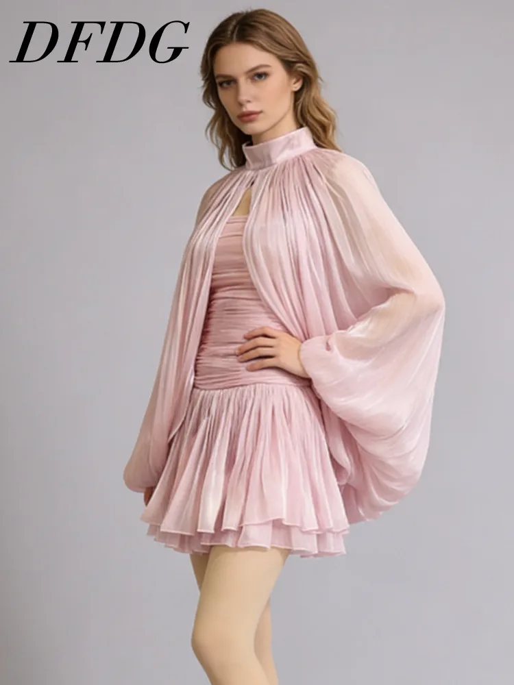 DFDG Women's Spring Summer Stand Collar Capelet Fitted Mini Dress Elegant Formal Party Wear 2026 Trendy Feminine Fashion Dress
DFDG Women's Spring Summer Stand Collar Capelet Fitted Mini Dress Elegant Formal Party Wear 2026 Trendy Feminine Fashion Dress