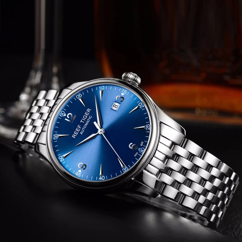 Reef Tiger/RT Brand Luxury Men Mechanical Watches Automatic Business Watches Men Stainless Steel Waterproof Date Watches
Reef Tiger/RT Brand Luxury Men Mechanical Watches Automatic Business Watches Men Stainless Steel Waterproof Date Watches