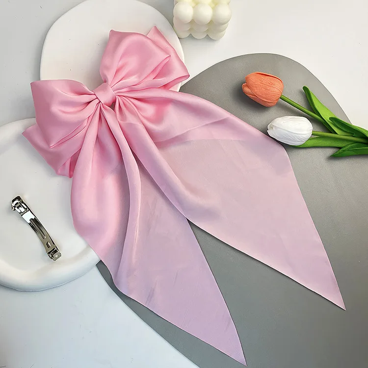 Extra Long Ribbon Hair Clip, Pure Color Satin Big Bow for Ponytail & Bun, Women's Elegant Back of Head Hair Accessory A
Extra Long Ribbon Hair Clip, Pure Color Satin Big Bow for Ponytail & Bun, Women's Elegant Back of Head Hair Accessory A