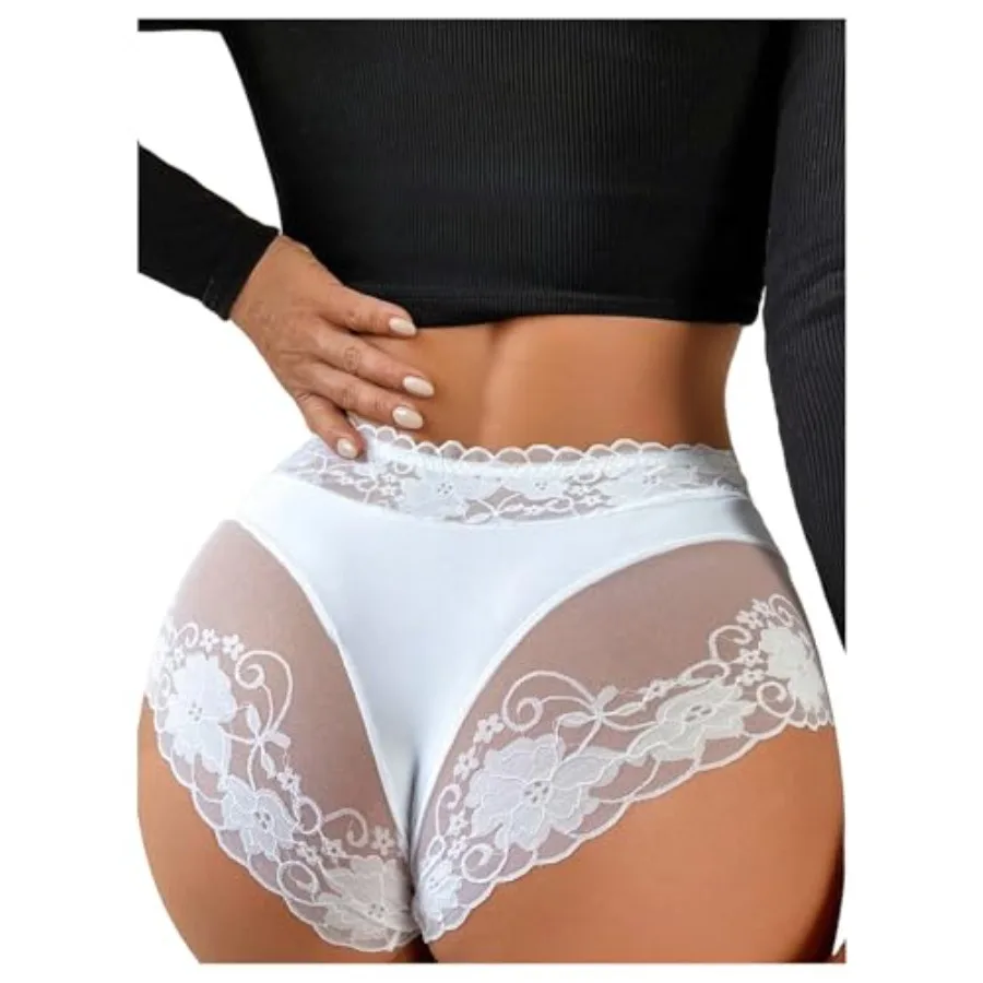 WDIRARA Women's Floral Lace Sheer Briefs High Waist Panties Sexy Seamless Underwear
WDIRARA Women's Floral Lace Sheer Briefs High Waist Panties Sexy Seamless Underwear
