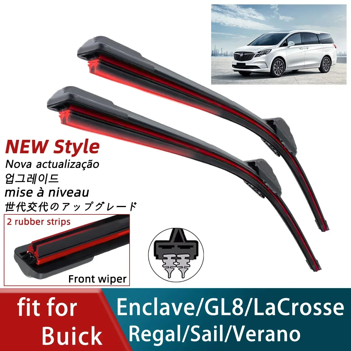 Double Rubber Car Wiper for Buick Enclave GL8 LaCrosse Regal Sail Verano Front Wiper Blades Brushe Cutter Accessories Windscreen
Double Rubber Car Wiper for Buick Enclave GL8 LaCrosse Regal Sail Verano Front Wiper Blades Brushe Cutter Accessories Windscreen