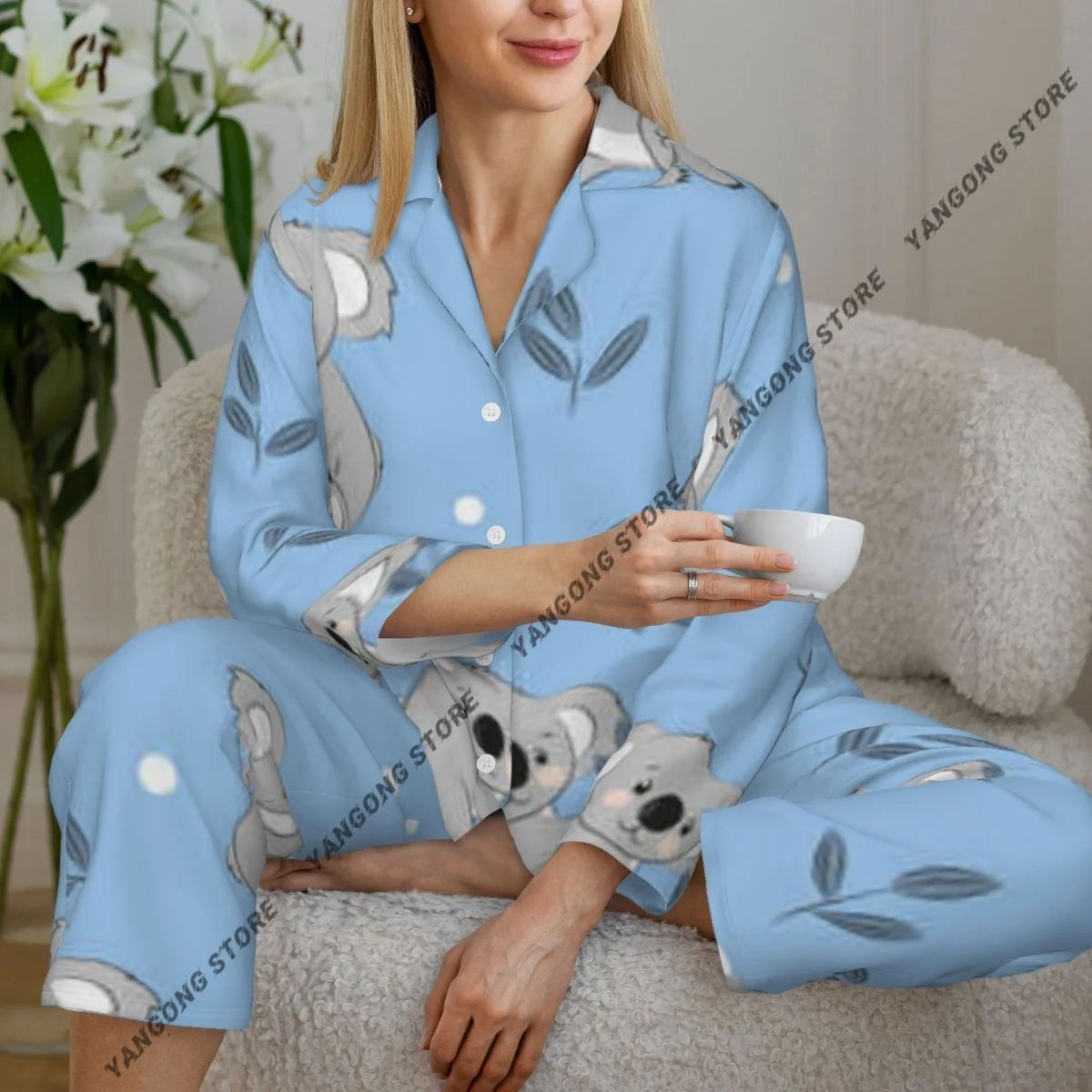 Весенне-осенний пижамный комплект, женские брюки с длинными рукавами, комплект из двух предметов с милыми медведями коалы, домашний комплект
Весенне-осенний пижамный комплект, женские брюки с длинными рукавами, комплект из двух предметов с милыми медведями коалы, домашний комплект