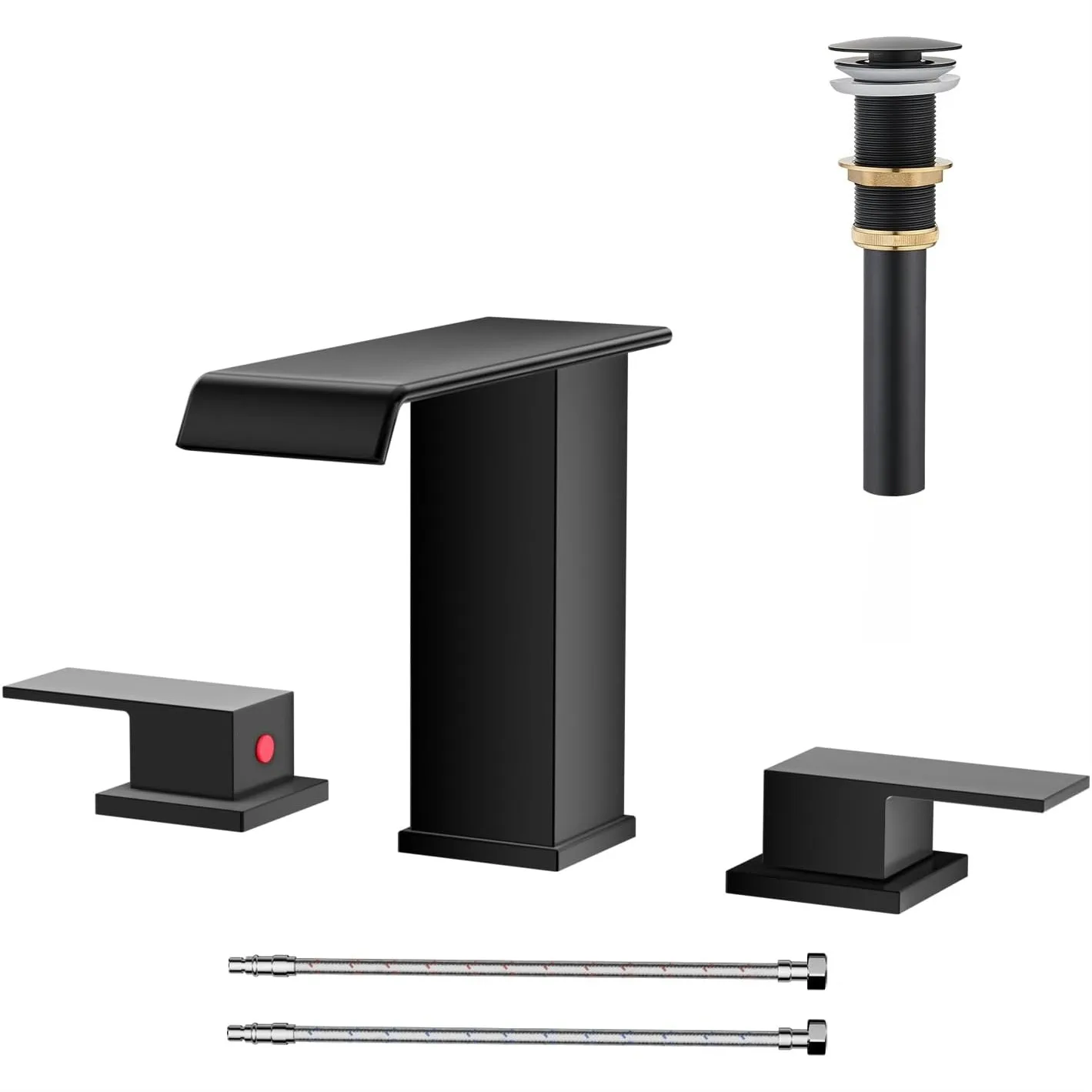 Matte Black Waterfall Bathroom Faucet 3 Hole, 8 Inch Widespread Modern Sink Faucet with 2 Handles, Touch On for Vanity
Matte Black Waterfall Bathroom Faucet 3 Hole, 8 Inch Widespread Modern Sink Faucet with 2 Handles, Touch On for Vanity