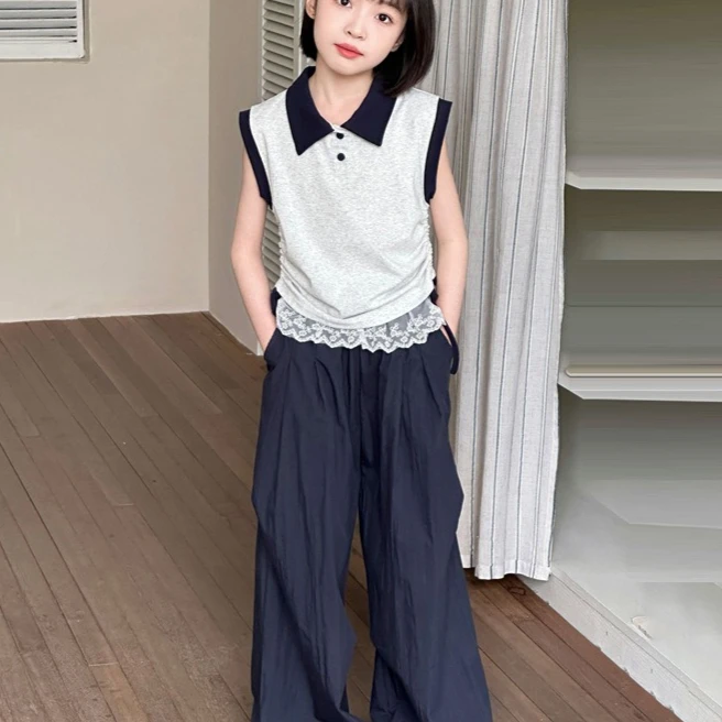 Girls Suit 2025 Summer New Childrens Clothing Korean Style Girl Baby Pull Rope T-shirt Lace Wide Leg Pants Two Sets of Casual
Girls Suit 2025 Summer New Childrens Clothing Korean Style Girl Baby Pull Rope T-shirt Lace Wide Leg Pants Two Sets of Casual