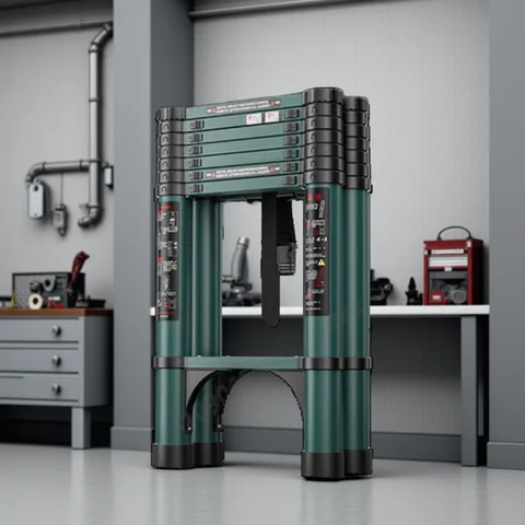 Escalera plegable telescópica portátil, escalera de aluminio antideslizante con varias posiciones para renovación del hogar, almacén y trabajo en jardín