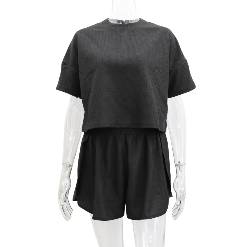 Russian Hot Pajamas Sleepwear Sets Women Round Neck Short Sleeve Elastic Waistband Split Shorts Sexy Can Wear Women's Home Wear
Russian Hot Pajamas Sleepwear Sets Women Round Neck Short Sleeve Elastic Waistband Split Shorts Sexy Can Wear Women's Home Wear