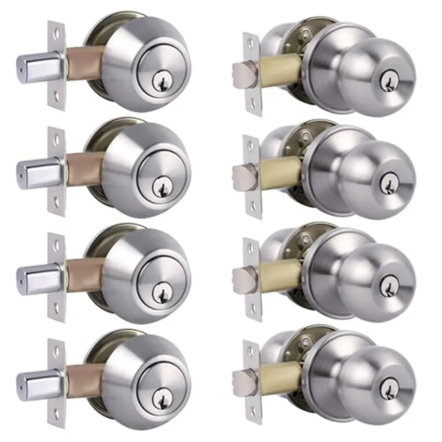 Single Cylinder Deadbolt Lock and Door Knob with Lock, Keyed Alike Door Locks for Front Door Satin Nickel, -Set
Single Cylinder Deadbolt Lock and Door Knob with Lock, Keyed Alike Door Locks for Front Door Satin Nickel, -Set