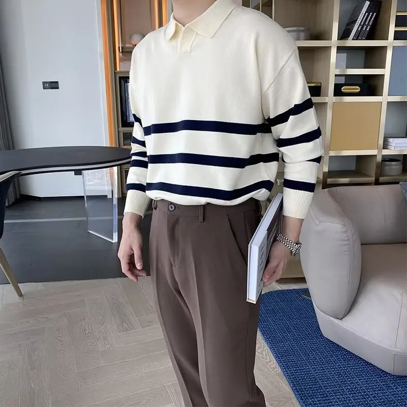 Comfortable Men's Knitted Sweater Casual Stripe Collar Large Size Autumn Winter Faion Bot Line Clothing Straight Fit
Comfortable Men's Knitted Sweater Casual Stripe Collar Large Size Autumn Winter Faion Bot Line Clothing Straight Fit
