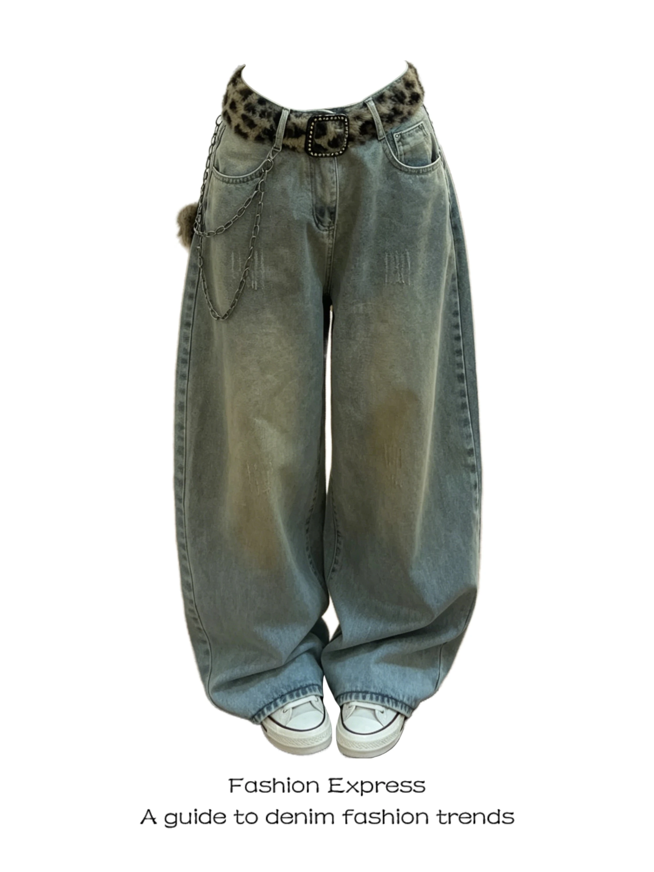 Retro Distressed Denim Jeans Women's High Waist Wide Leg Loose Fit Slimming Pants Summer Street Style Water Wash Design
Retro Distressed Denim Jeans Women's High Waist Wide Leg Loose Fit Slimming Pants Summer Street Style Water Wash Design