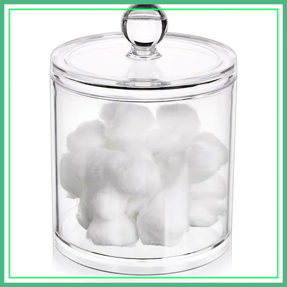 Acrylic Cotton Ball and Swab Holder with Lid for Bathroom Storage
Acrylic Cotton Ball and Swab Holder with Lid for Bathroom Storage