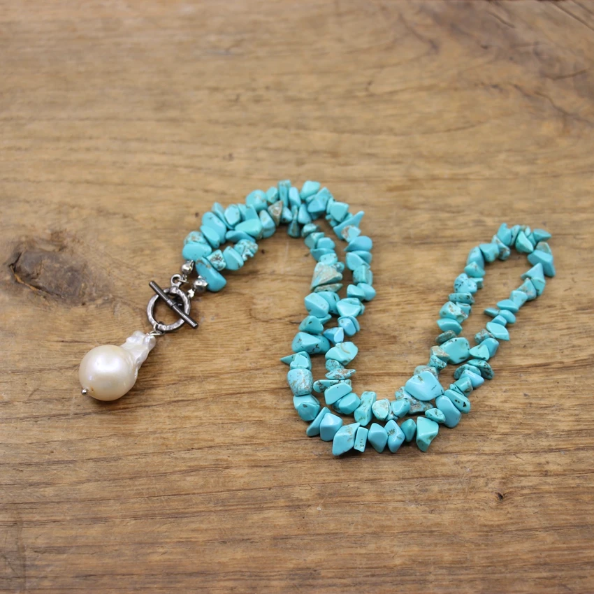 Irregular Fresh Water Pearl Pendant Turquoise Chip Necklaces Natural Baroque Pearl Elegant Rosary Boho Women Jewelry Gift,QC3301
Irregular Fresh Water Pearl Pendant Turquoise Chip Necklaces Natural Baroque Pearl Elegant Rosary Boho Women Jewelry Gift,QC3301