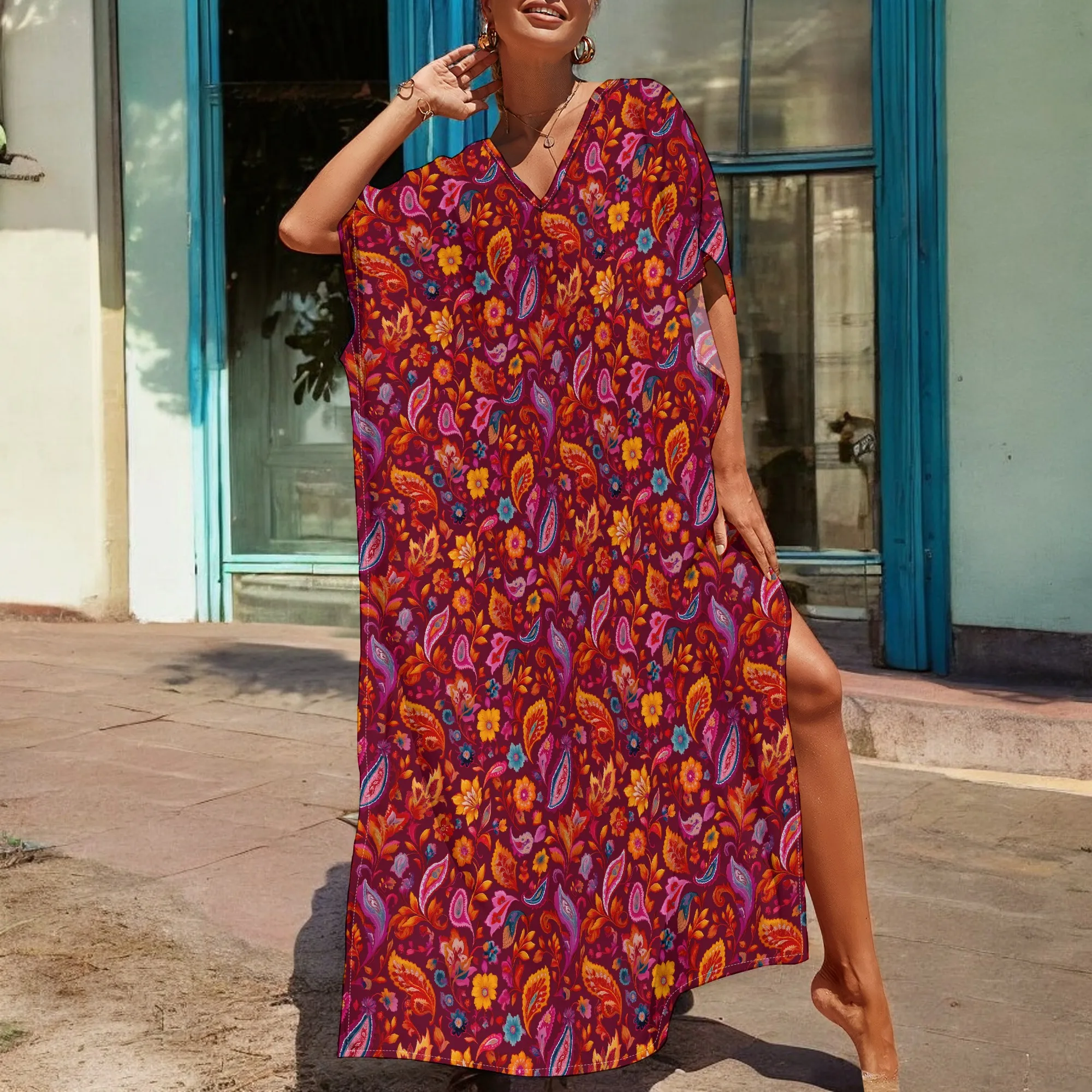 Sunflower Print Kaftan Dress for Women V-Neck Loose Fit Summer Maxi Dress 2025 Floral Beachwear Vacation Style S-3XL
Sunflower Print Kaftan Dress for Women V-Neck Loose Fit Summer Maxi Dress 2025 Floral Beachwear Vacation Style S-3XL